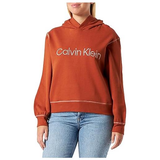 Calvin Klein hoodie 000qs7040e maglioni, arancione (ginger bread/copper coin stitching), l donna