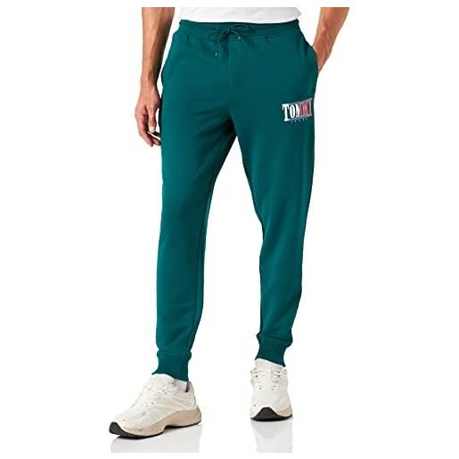 Tommy Jeans tjm slim essential graphic pant dm0dm15031 pantaloni in maglia, verde (dark turf green), m uomo