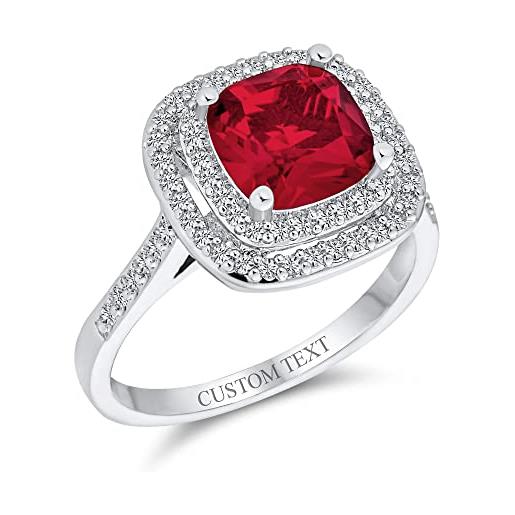 Bling Jewelry personalizza il grande solitario di moda aaa cubic zirconia pave cz cushion cut simulated ruby red vintage art deco style cocktail statement ring for women silver plated personalizzabile