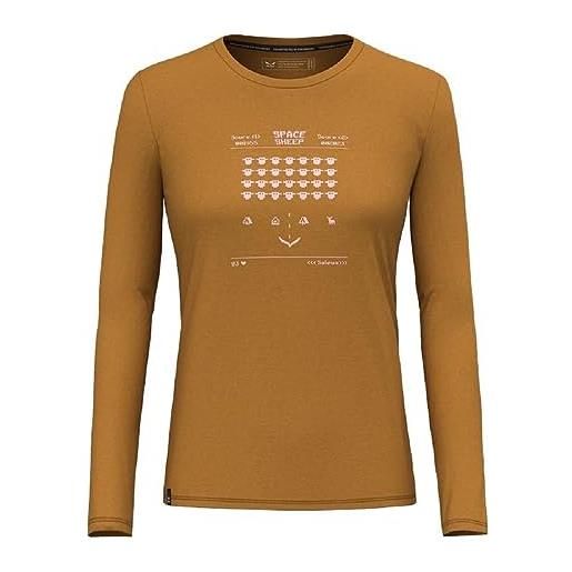 Salewa pure space game merino t-shirt women, golden brown, m
