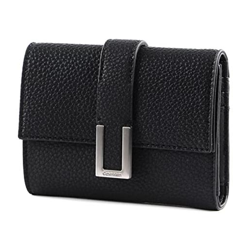 Calvin Klein portafoglio donna ck must plus trifold wallet medium grande, nero (ck black), taglia unica