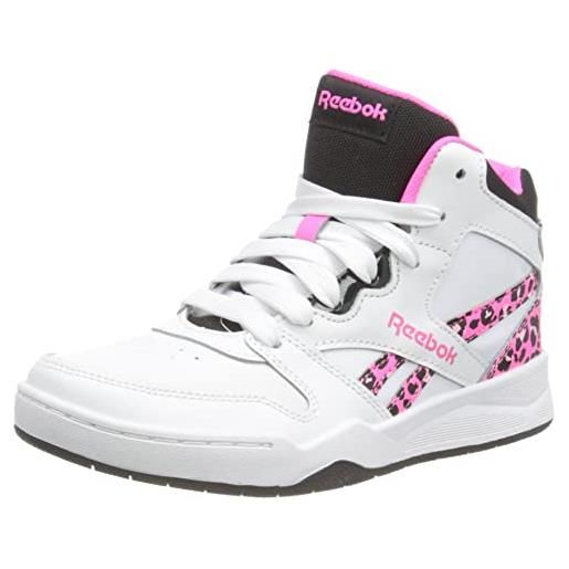 Reebok bb4500 court, sneaker bambini e ragazzi, ftwr white core black atomic pink, 27 eu