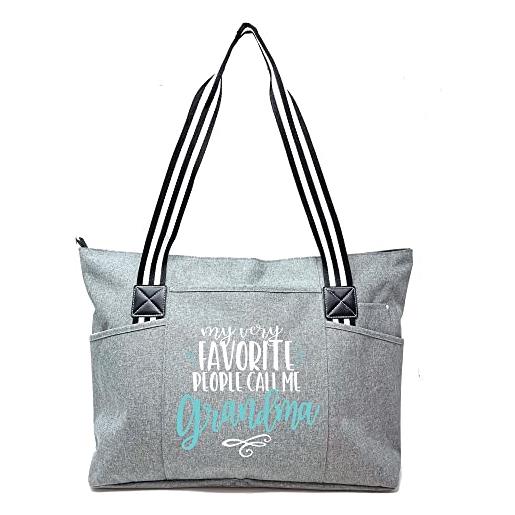 Brooke & Jess Designs grandi borse con cerniera con tasche per la nonna - regali perfetti, (fave persone nonna grigio tessa), large