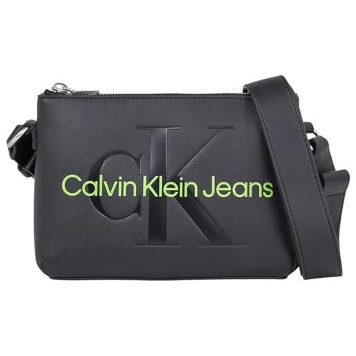 Calvin Klein Jeans donna borsa a tracolla piccola, nero (black/dark juniper), taglia unica