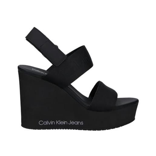 Calvin Klein Jeans women wedge sandal webbing in mtl, creamy white/eggshell, 38 eu