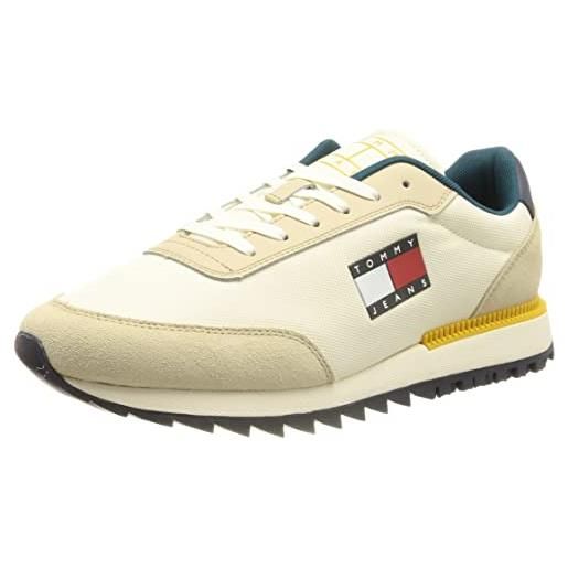 Tommy Jeans sneakers da runner uomo retro evolve scarpe sportive, beige (savannah sand), 44 eu