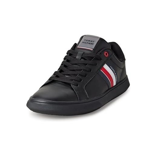 Tommy Hilfiger essential leather cupsole, sneaker uomo, triple black, 45 eu