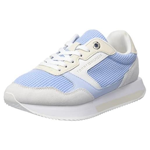 Tommy Hilfiger sneakers da runner donna essential mesh scarpe sportive, blu (breezy blue), 41 eu