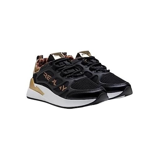 REPLAY gbs54.000. C0008s, scarpe da ginnastica bambine e ragazze, nero (black gold 006), 34