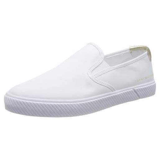 Tommy Hilfiger sneakers vulcanizzate donna essential slip-on scarpe, bianco (white), 42 eu