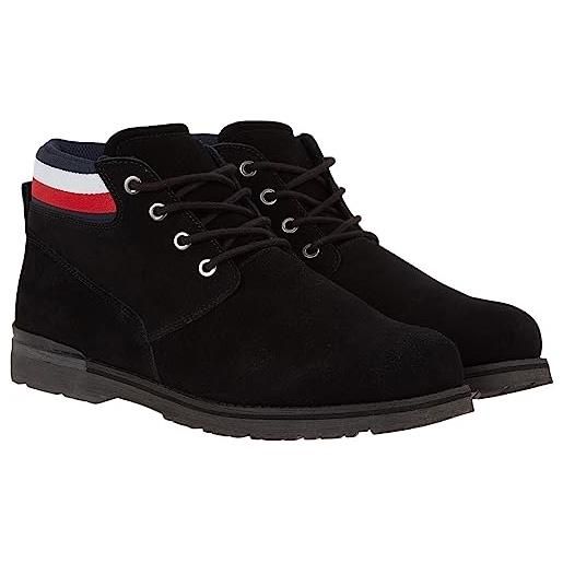 Tommy Hilfiger stivali bassi uomo core suede boot pelle scamosciata, blu (desert sky), 41 eu