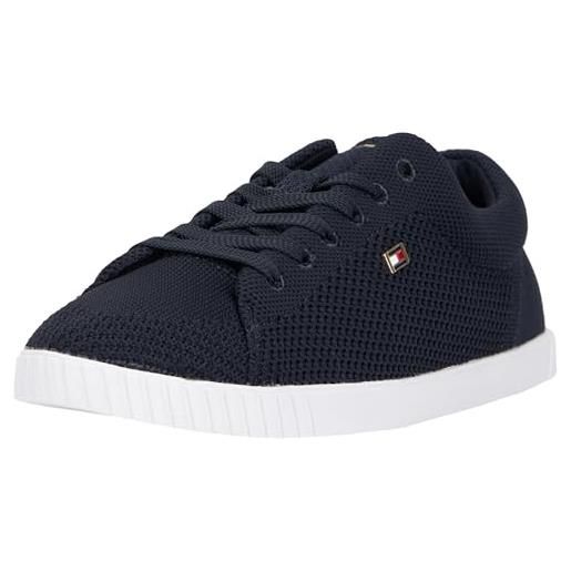 Tommy Hilfiger sneakers in maglia donna flag lace up scarpe, blu (space blue), 40