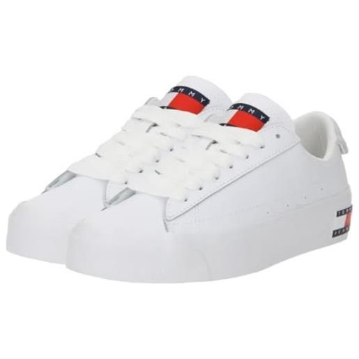 Tommy Jeans tjw vulc flatform sneaker ess en0en02509, vulcanizzate donna, bianco (white), 41 eu
