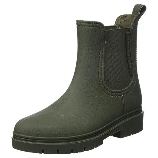 Tommy Hilfiger stivali in gomma donna essential rainbootie mezza altezza, verde (army green), 38 eu