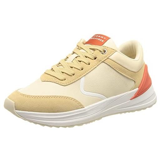 Tommy Hilfiger sneakers da runner donna scarpe sportive, beige (sugarcane), 38 eu