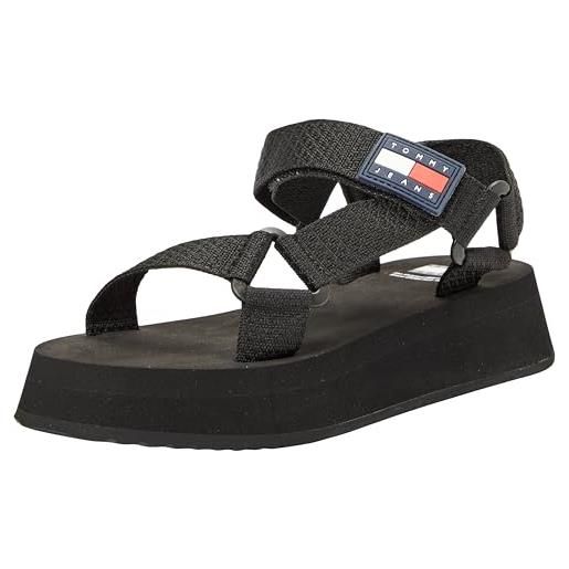 Tommy Jeans tjw eva sandal en0en02466, piatto donna, nero (black), 38 eu