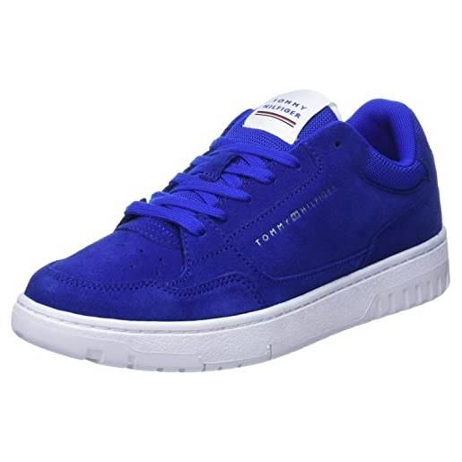 Tommy Hilfiger sneakers con suola preformata uomo basket core scarpe, blu (desert sky), 46 eu
