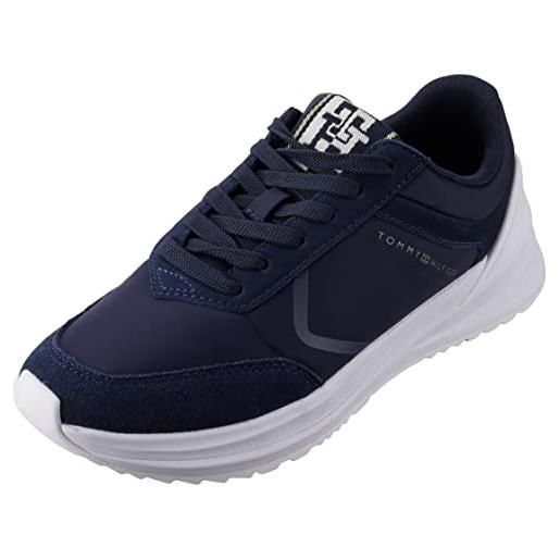 Tommy Hilfiger sneakers da runner donna cleated runner scarpe sportive, blu (space blue), 40 eu