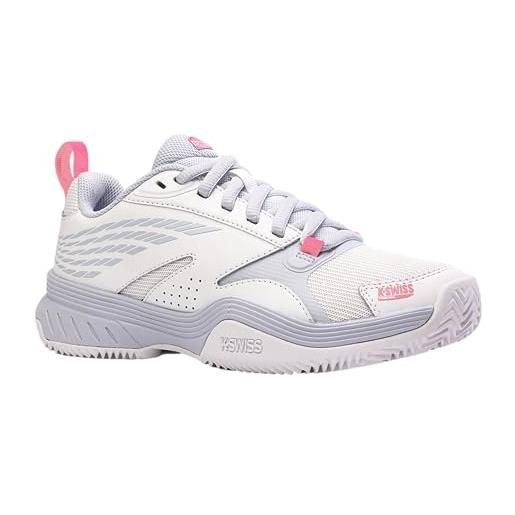 K-Swiss performance speedex padel, scarpe da tennis donna, white/arctic ice/neon pink, 35.5 eu
