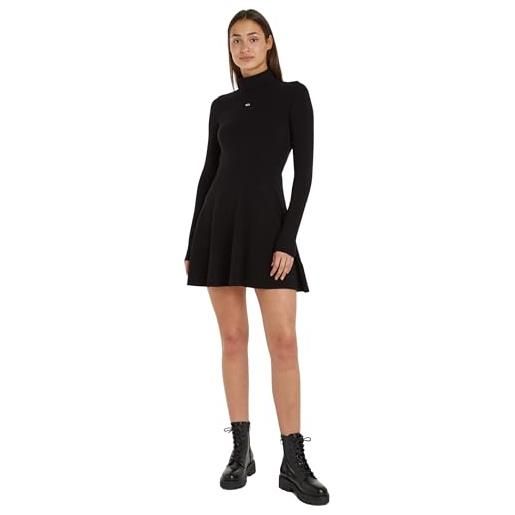 Tommy Jeans tjw ls fit & flare dress dw0dw17524 vestiti aderenti e svasati, nero (black), m donna