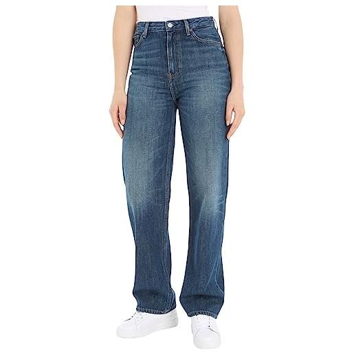 Tommy Hilfiger jeans donna relaxed straight vita alta, blu (sau), 32w / 32l