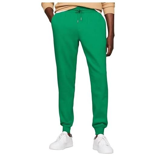 Tommy Hilfiger pantaloni da jogging uomo flag logo pantaloni felpati, verde (olympic green), 3xl