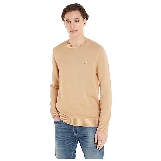 Tommy Hilfiger tommy jeans tjm essential crew neck sweater, maglione uomo, beige (tawny sand), l