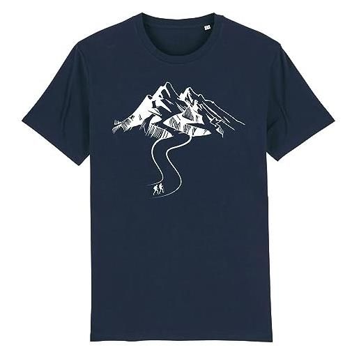 La French Touch maglietta da trekking in montagna, da uomo, realizzata in francia, cotone 100% biologico, regalo originale da montagna, marina, m
