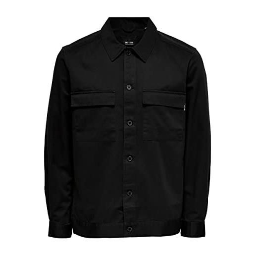 Only & Sons onstoby ls pocket overshirt camicia, black, m uomini