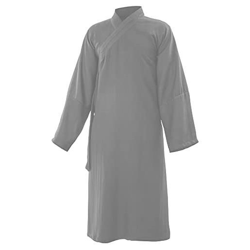 wu designs lino (medio) kung fu & tai chi shirt colletto diagonale maniche lunghe al ginocchio - taiji tuta, grigio. , xl