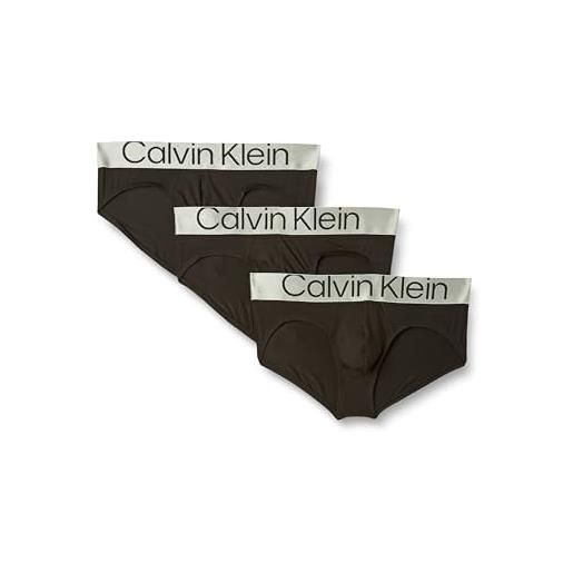 Calvin Klein hip brief 3pk 000nb3073a slip, nero (black), xxl (pacco da 3) uomo