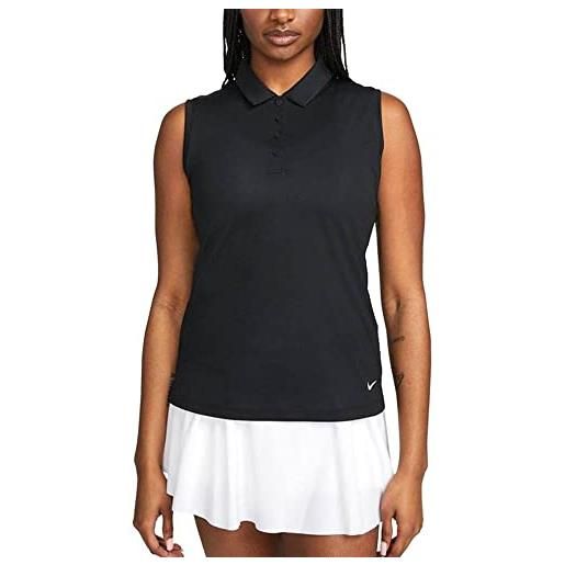 Nike dri-fit victory - polo da golf da donna senza maniche, nero/bianco, xl