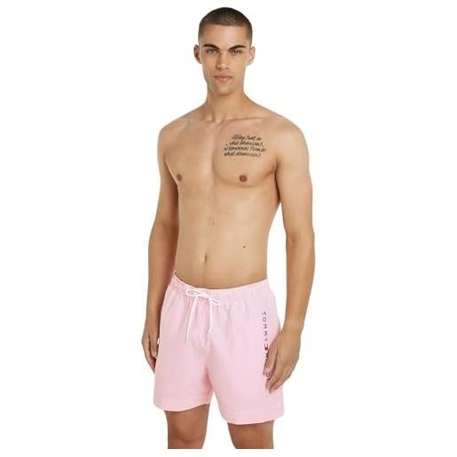 Tommy Hilfiger pantaloncino da bagno uomo medium drawstring stripe lunghezza media, rosa (ithaca white / botanical pink), m