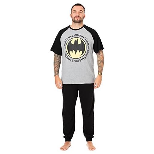 dc comics batman pigiama da uomo | superhero character lounge pantaloni e t-shirt set pigiama grigio e nero | emblema del logo di batman | abbigliamento da notte regali per lui fan