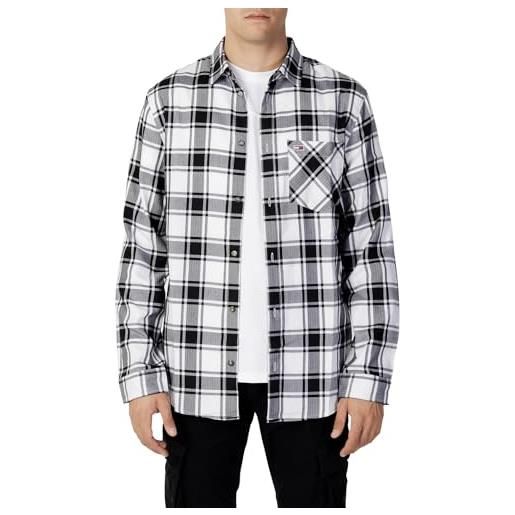 Tommy Hilfiger tommy jeans tjm flannel shirt dm0dm15114 camicie casual, bianco (white/multi check), s uomo