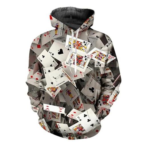 ZouoYYii pullover ampio casual da uomo autunno inverno street style tops carte da gioco felpa stampata 3d felpe con cappuccio taglie forti