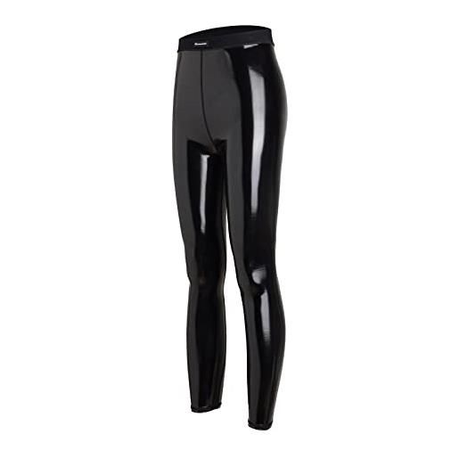 LEOHEX ultra streamline specchio sexy raso lucido vita alta leggings pantaloni caldi, nero , m/sottile