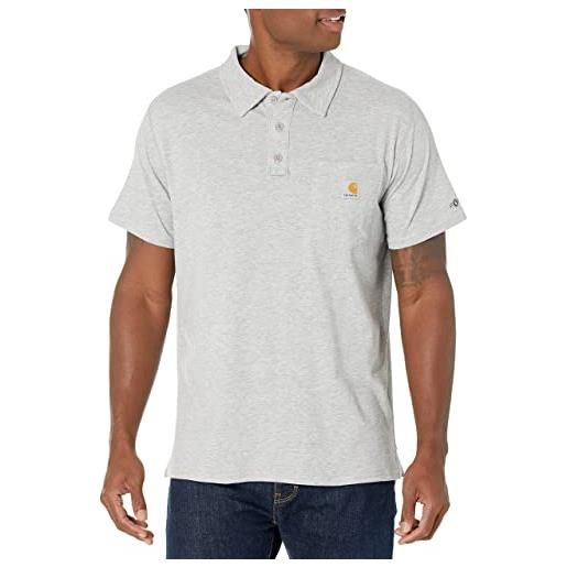 Carhartt, pocket polo force® a manica corta, relaxed fit uomo, nero, s