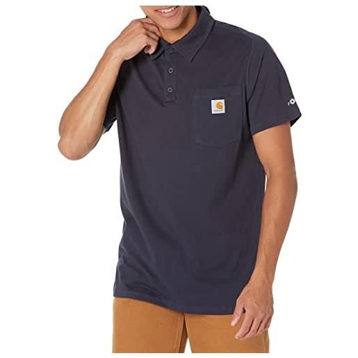 Carhartt, pocket polo force® a manica corta, relaxed fit uomo, blu navy, s
