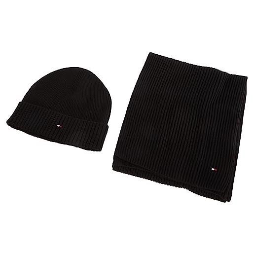 Tommy Hilfiger sciarpa essenziale & beanie gp, confezioni regalo uomo, nero, taglia unica