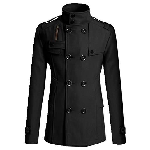 LUPE uomini soprabito maschio lungo vestito uomo giacca a vento cappotto esterno casual usura, nero, xxx-large