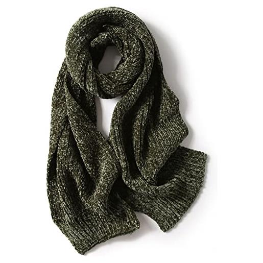 通用 lecmacy - sciarpa in ciniglia, ultra morbida, unisex, per l'inverno e l'autunno, verde