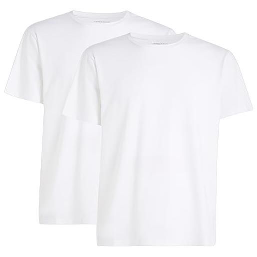 Tommy Hilfiger t-shirt uomo confezione da 2 scollo rotondo, bianco (white/white), s