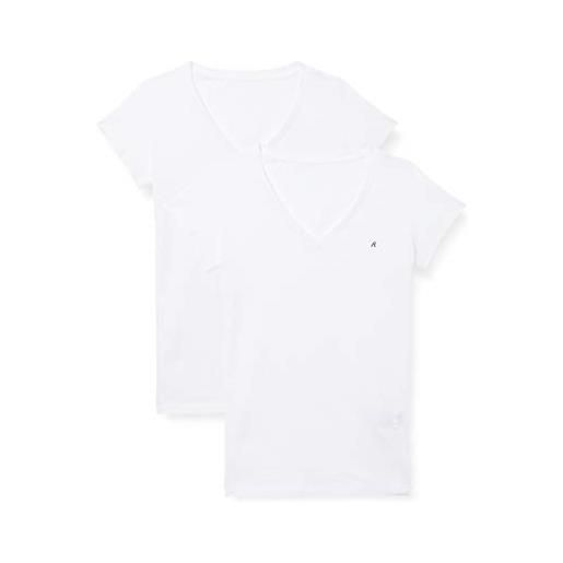 REPLAY t-shirt donna (confezione da 2) manica corta con scollo a v, nero (black-black 020), m