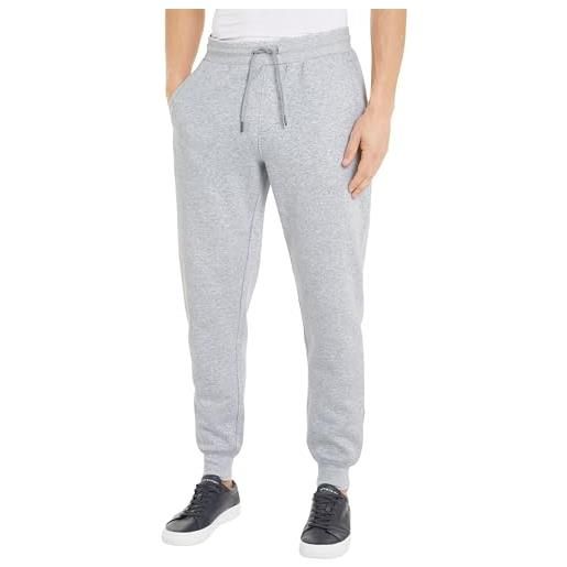 Tommy Hilfiger pantaloni da jogging uomo flag logo pantaloni felpati, grigio (light grey heather), l