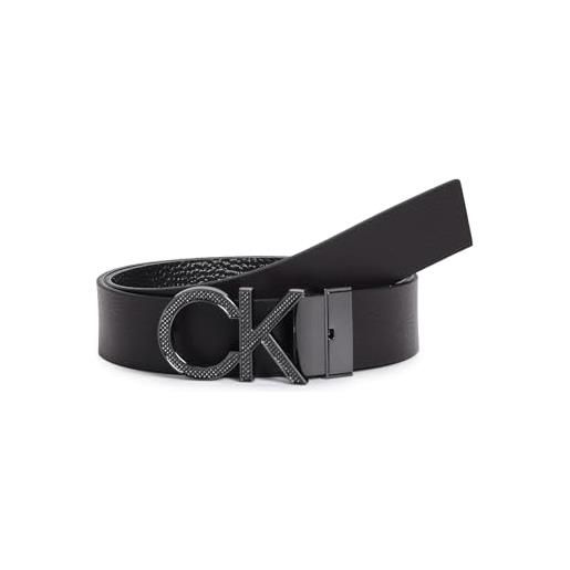Calvin Klein adj/rev pique metal 35mm k50k511337 cinture, nero (ck black pb/dark brown pb), 95 uomo