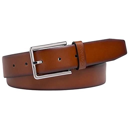 Calvin Klein cintura uomo 3.5 cm bombed belt cintura in pelle, marrone (cognac), 115 cm
