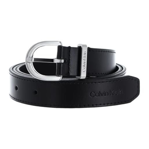 Calvin Klein must metal loop rnd belt 25mm k60k610158 cinture, nero (ck black), 70 donna