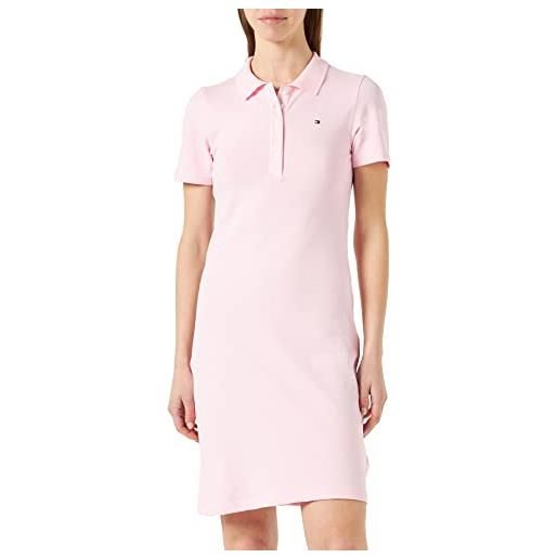 Tommy Hilfiger 1985 slim pique polo dress ss ww0ww37853 vestiti, rosa (whimsy pink), xxs donna