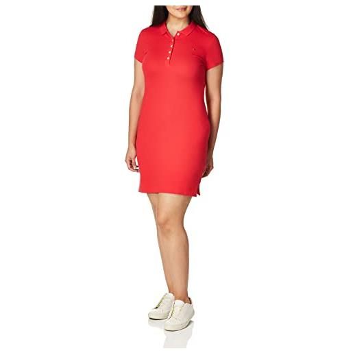 Tommy Hilfiger abito a polo donna slim fit, rosso (cornell red), s